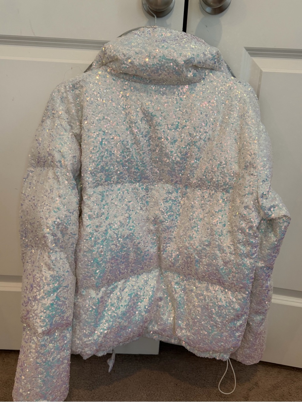 Fantastic Fawn Iridescent Sequin Puffer Jacket - Silver - Picture 2 of 4